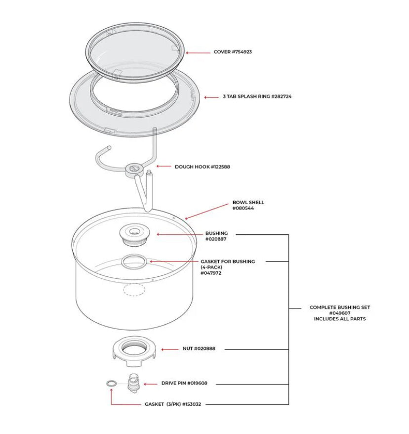 Bottom Drive Stainless Steel Bowl for Challah (Bosch Compatible)