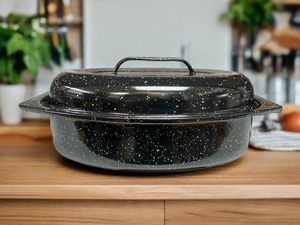Small 13" inch Enameled Covered Roaster, 7 lb Capacity