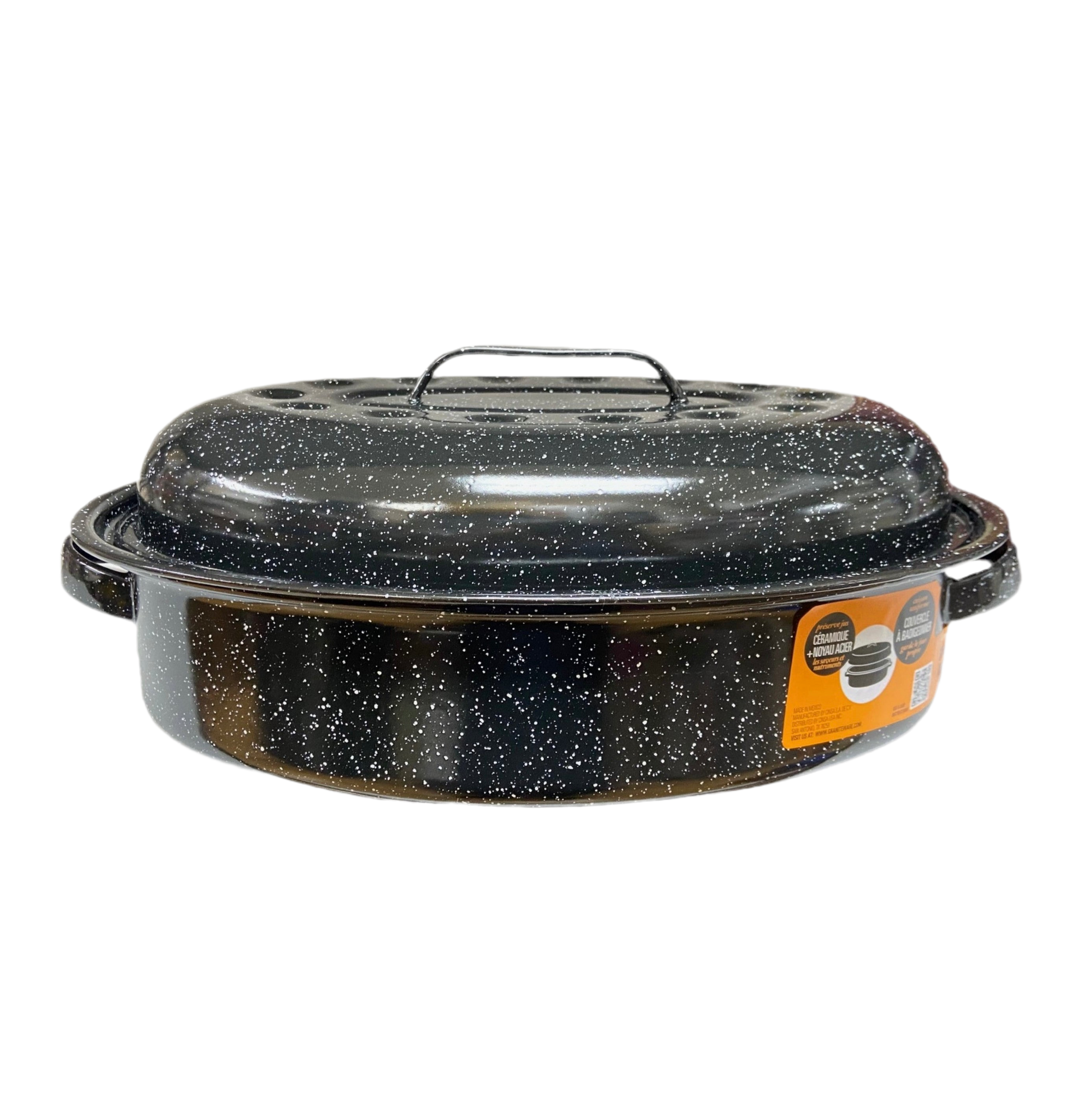Medium 15" inch Enameled Covered Roaster, 10 lb Capacity