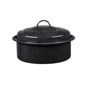 Round Speckled Enameled Covered Roaster - 3 lb Capacity / 10"