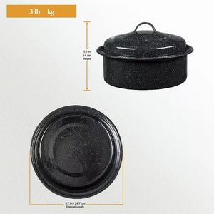 Round Speckled Enameled Covered Roaster - 3 lb Capacity / 10"