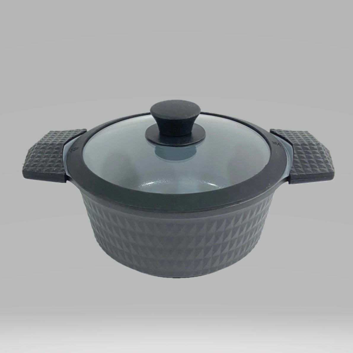 3 Quart Ceramic Non-Stick Diamond Cut Stock Pot with Lid - Black