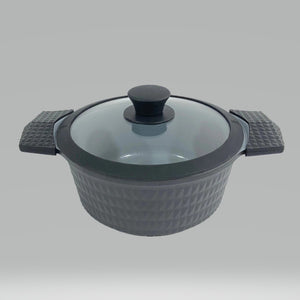3 Quart Ceramic Non-Stick Diamond Cut Stock Pot with Lid - Black