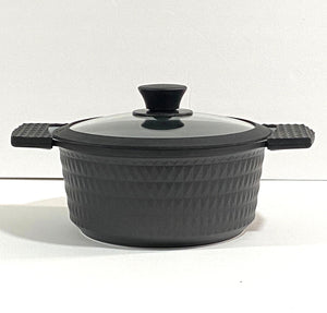 3 Quart Ceramic Non-Stick Diamond Cut Stock Pot with Lid - Black