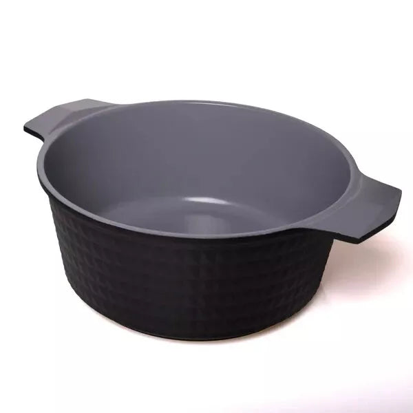 3 Quart Ceramic Non-Stick Diamond Cut Stock Pot with Lid - Black