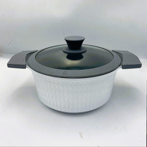 3 Quart Ceramic Non-Stick Diamond Cut Stock Pot with Lid - White
