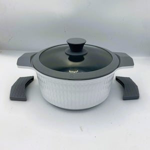 3 Quart Ceramic Non-Stick Diamond Cut Stock Pot with Lid - White