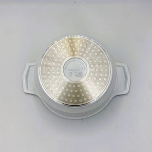 3 Quart Ceramic Non-Stick Diamond Cut Stock Pot with Lid - White