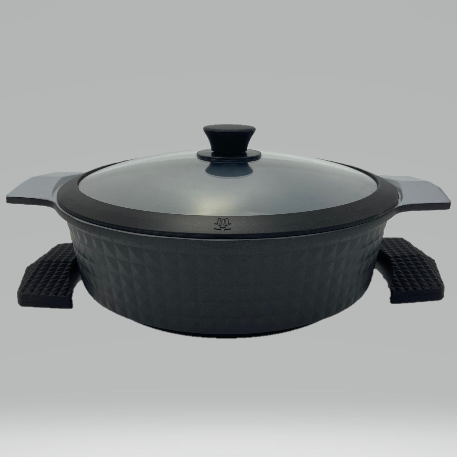 4.5 Quart Ceramic Non-Stick Diamond Cut Low Casserole Pot - Black
