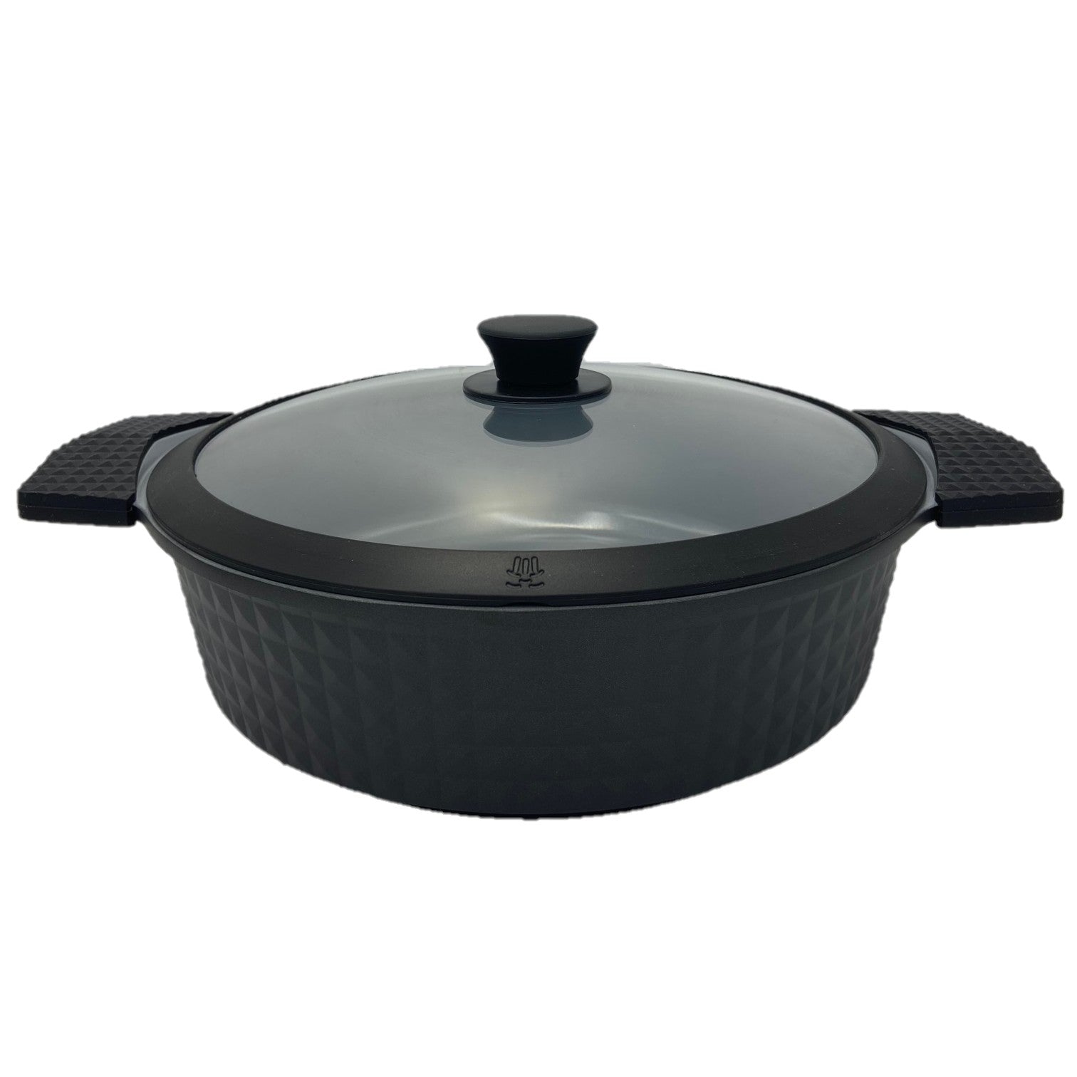 4.5 Quart Ceramic Non-Stick Diamond Cut Low Casserole Pot - Black
