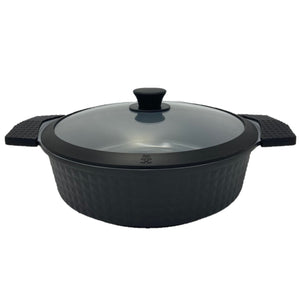4.5 Quart Ceramic Non-Stick Diamond Cut Low Casserole Pot - Black
