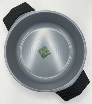 4.5 Quart Ceramic Non-Stick Diamond Cut Low Casserole Pot - Black