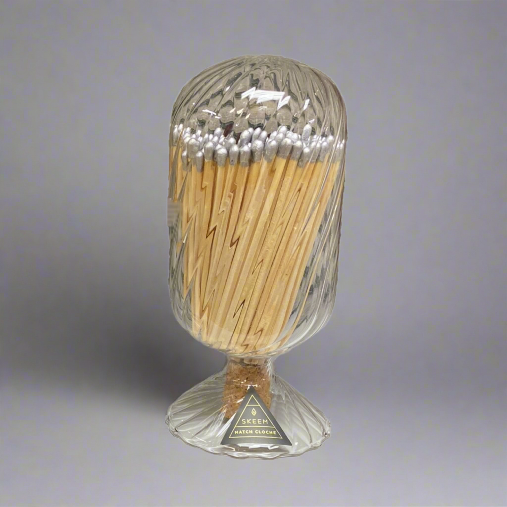 Ribbed Glass Bulb Matches with Silver Tips