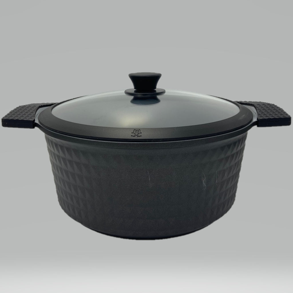 7 Quart Ceramic Non-Stick Diamond Cut Stock Pot - Black