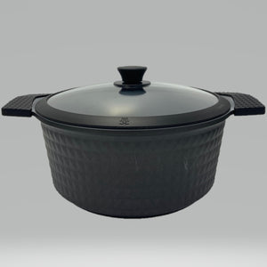 7 Quart Ceramic Non-Stick Diamond Cut Stock Pot - Black