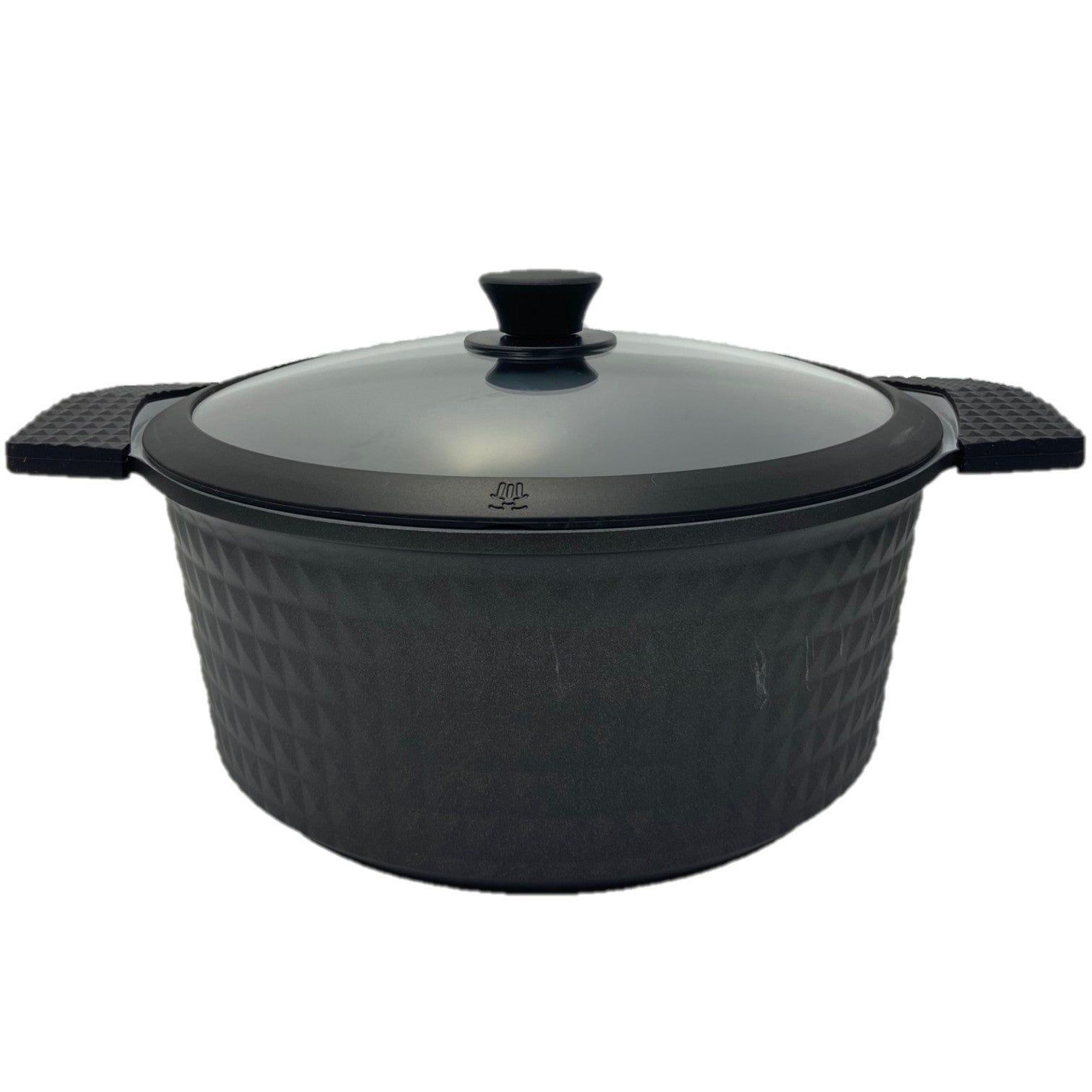7 Quart Ceramic Non-Stick Diamond Cut Stock Pot - Black