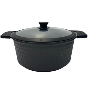 7 Quart Ceramic Non-Stick Diamond Cut Stock Pot - Black