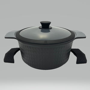 5 Quart Ceramic Non-Stick Diamond Cut Stock Pot - Black