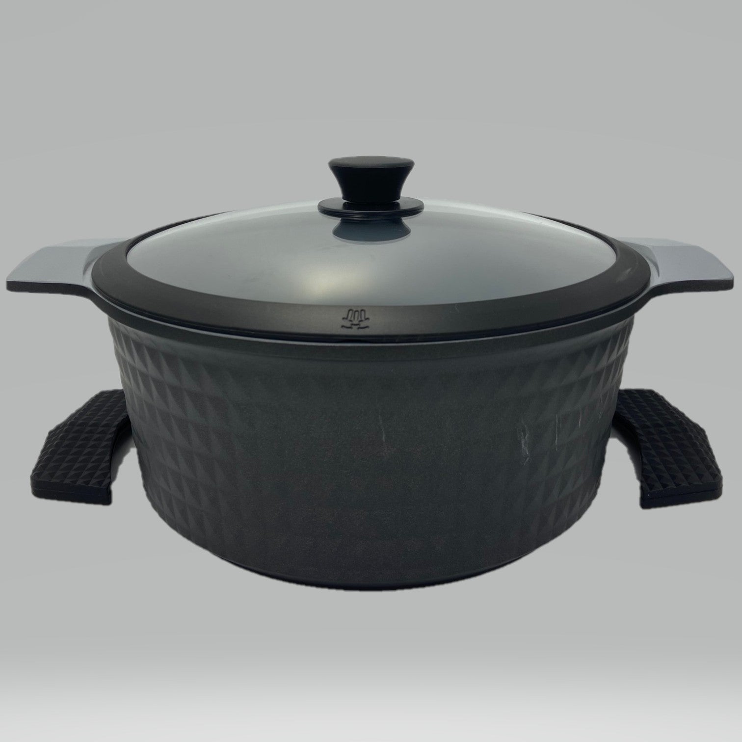 7 Quart Ceramic Non-Stick Diamond Cut Stock Pot - Black