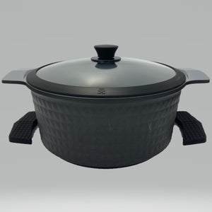 7 Quart Ceramic Non-Stick Diamond Cut Stock Pot - Black