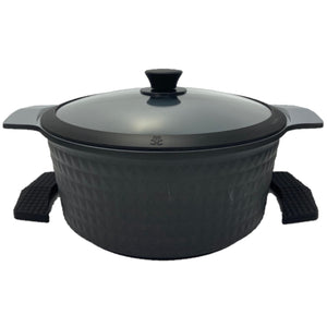 7 Quart Ceramic Non-Stick Diamond Cut Stock Pot - Black