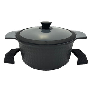 5 Quart Ceramic Non-Stick Diamond Cut Stock Pot - Black