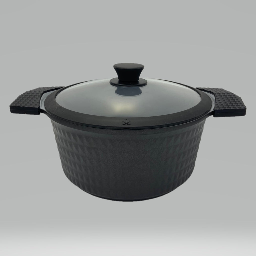 5 Quart Ceramic Non-Stick Diamond Cut Stock Pot - Black