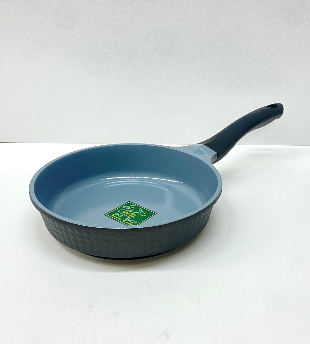 8" Inch Ceramic Non-Stick Fry Pan Diamond Cut - Black