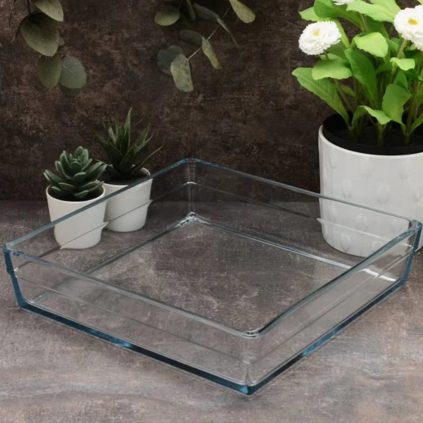 Square Roasting Dish -Oven to Table Borosilicate Glass, Oven & Freezer Safe