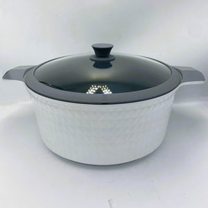 7 Quart Ceramic Non-Stick Diamond Cut Stock Pot with Lid - White