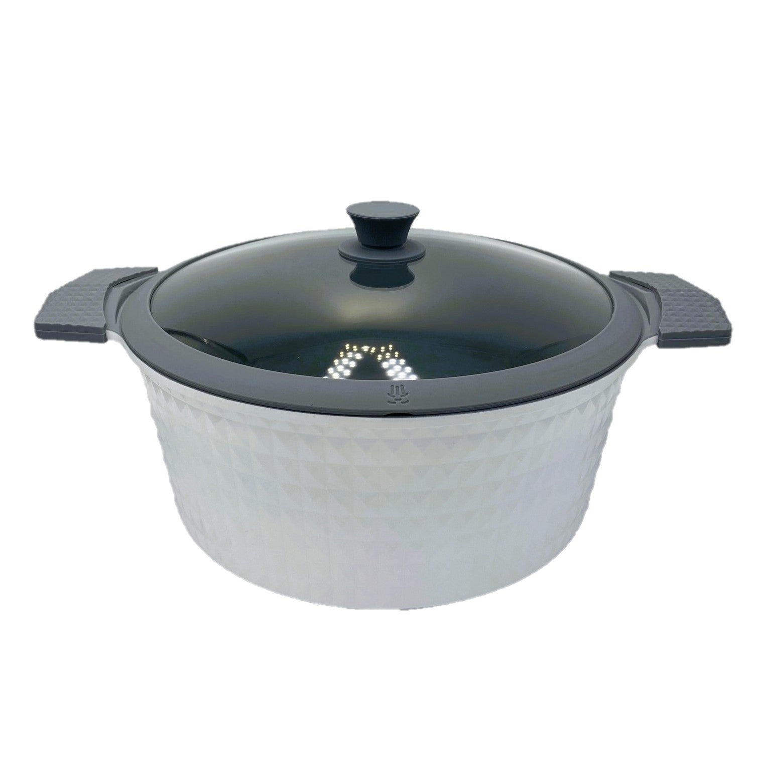 7 Quart Ceramic Non-Stick Diamond Cut Stock Pot with Lid - White
