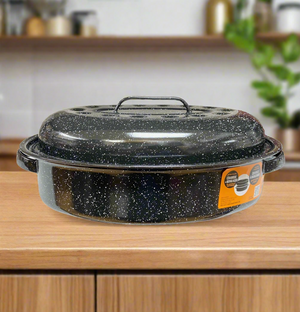 Medium 15" inch Enameled Covered Roaster, 10 lb Capacity