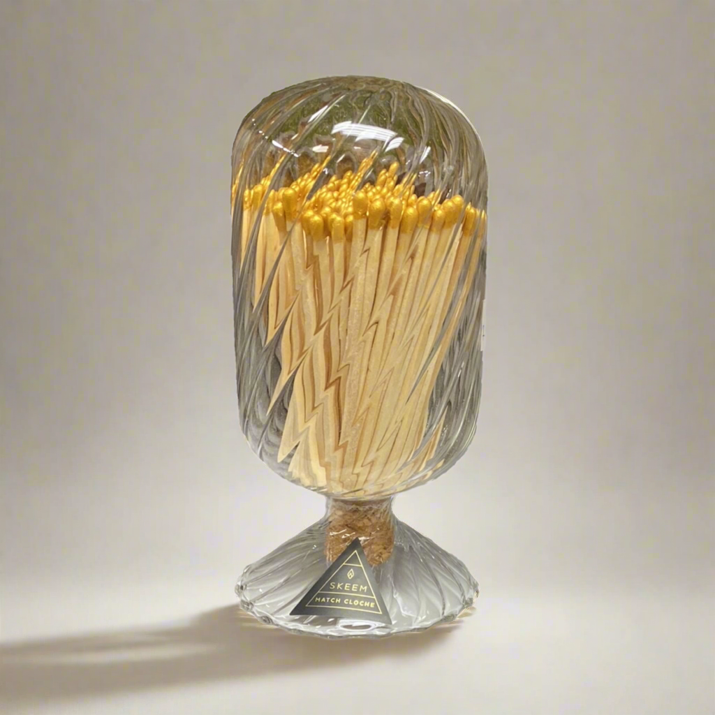 Ribbed Glass Bulb Matches with Gold Tips