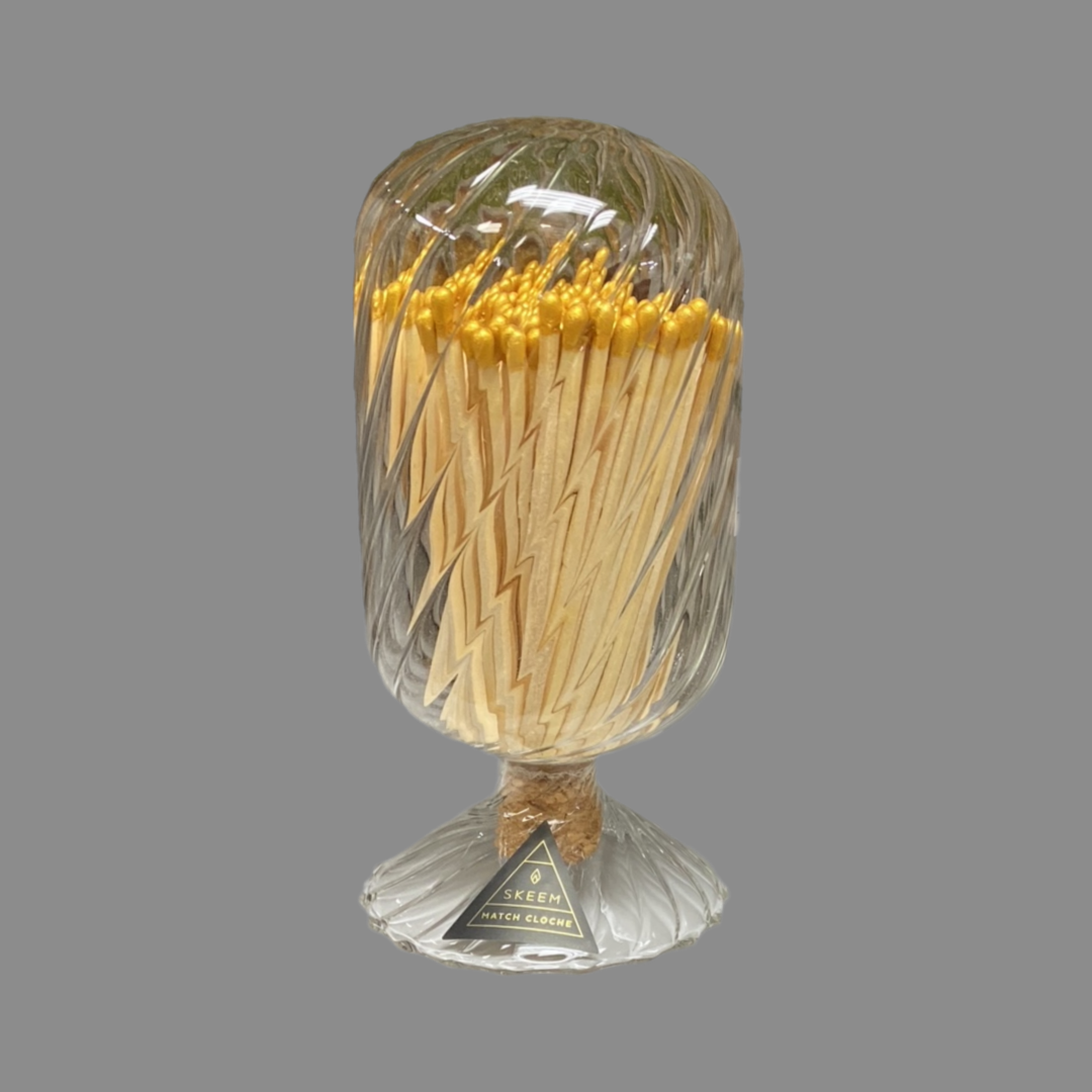 Ribbed Glass Bulb Matches with Gold Tips