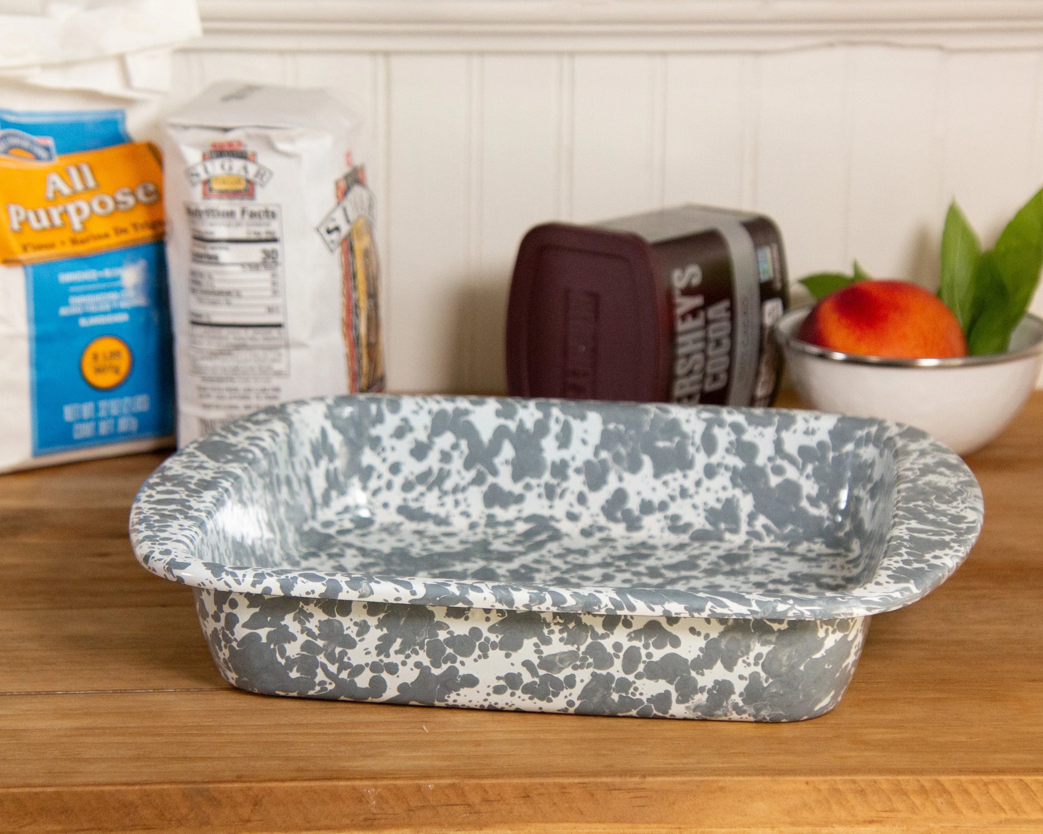 Enamelware 9" Square Brownie Baking Pan - Grey Swirl