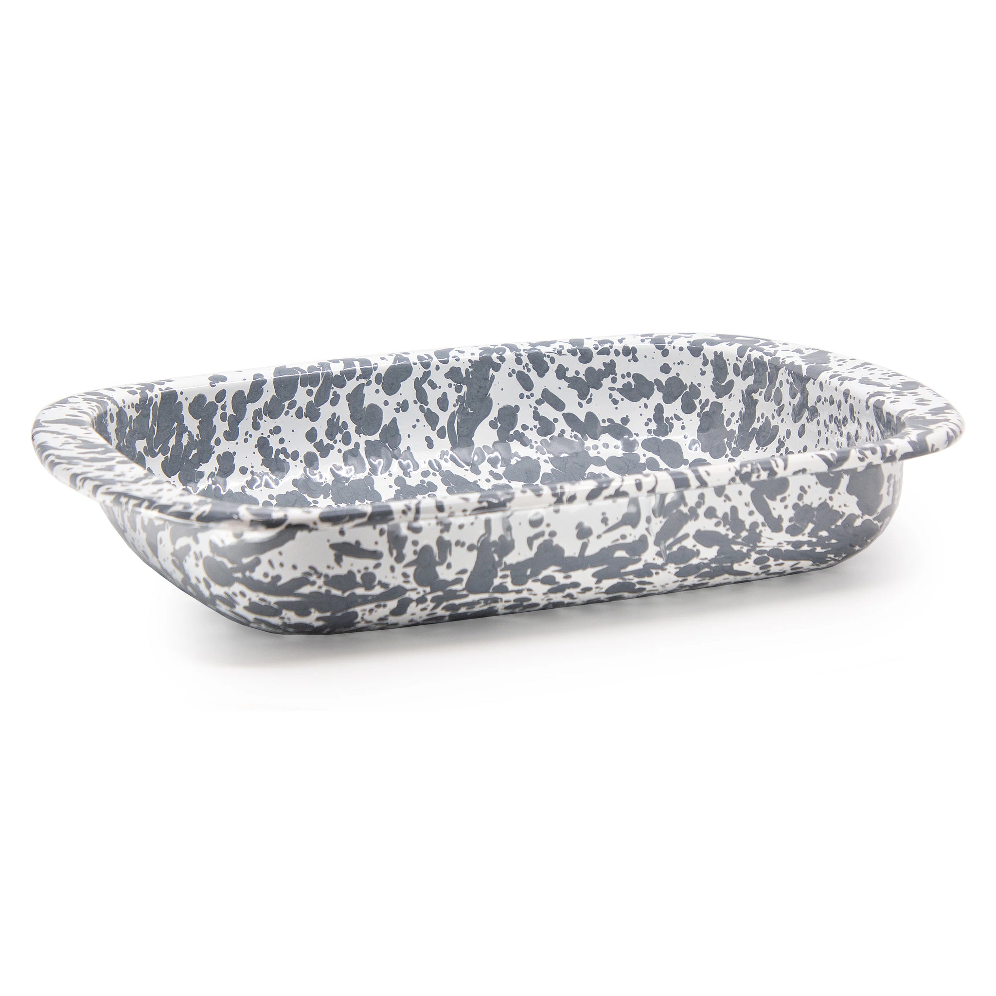 Enamelware Rectangular Baking Pan/ Roasting Dish 12" x 9"- Grey Swirl