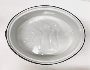 Large 18" inch Enameled White Roaster with Rack -15 lb Capacity