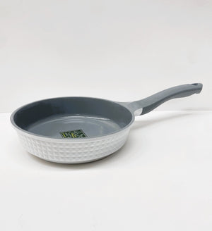 8" Inch Ceramic Non-Stick Fry Pan Diamond Cut - White