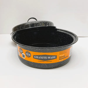 Round Speckled Enameled Covered Roaster - 3 lb Capacity / 10"