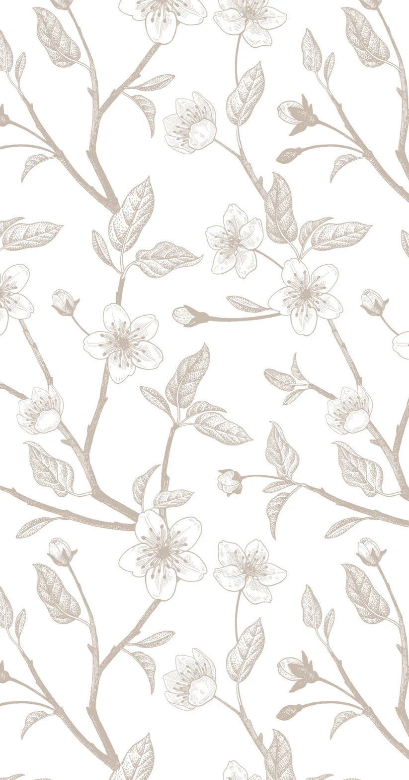 Taupe Cherry Blossom Floral Dinner/ Guest Napkins 16 Ct