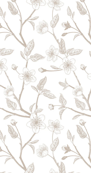 Taupe Cherry Blossom Floral Dinner/ Guest Napkins 16 Ct