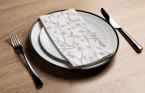 Taupe Cherry Blossom Floral Dinner/ Guest Napkins 16 Ct