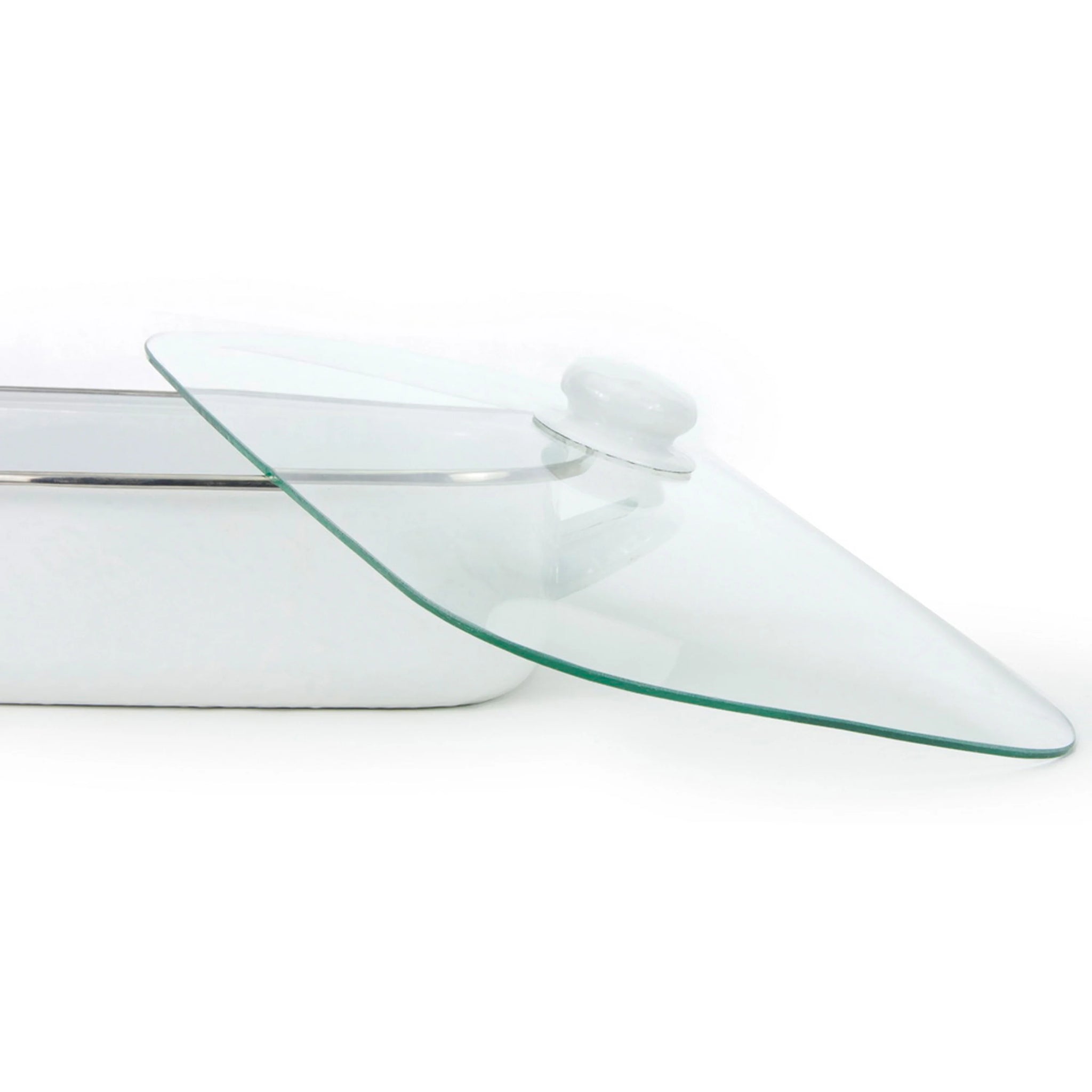 Enamelware Roasting Pan with Glass Lid - 10.5 Quart -White Swirl