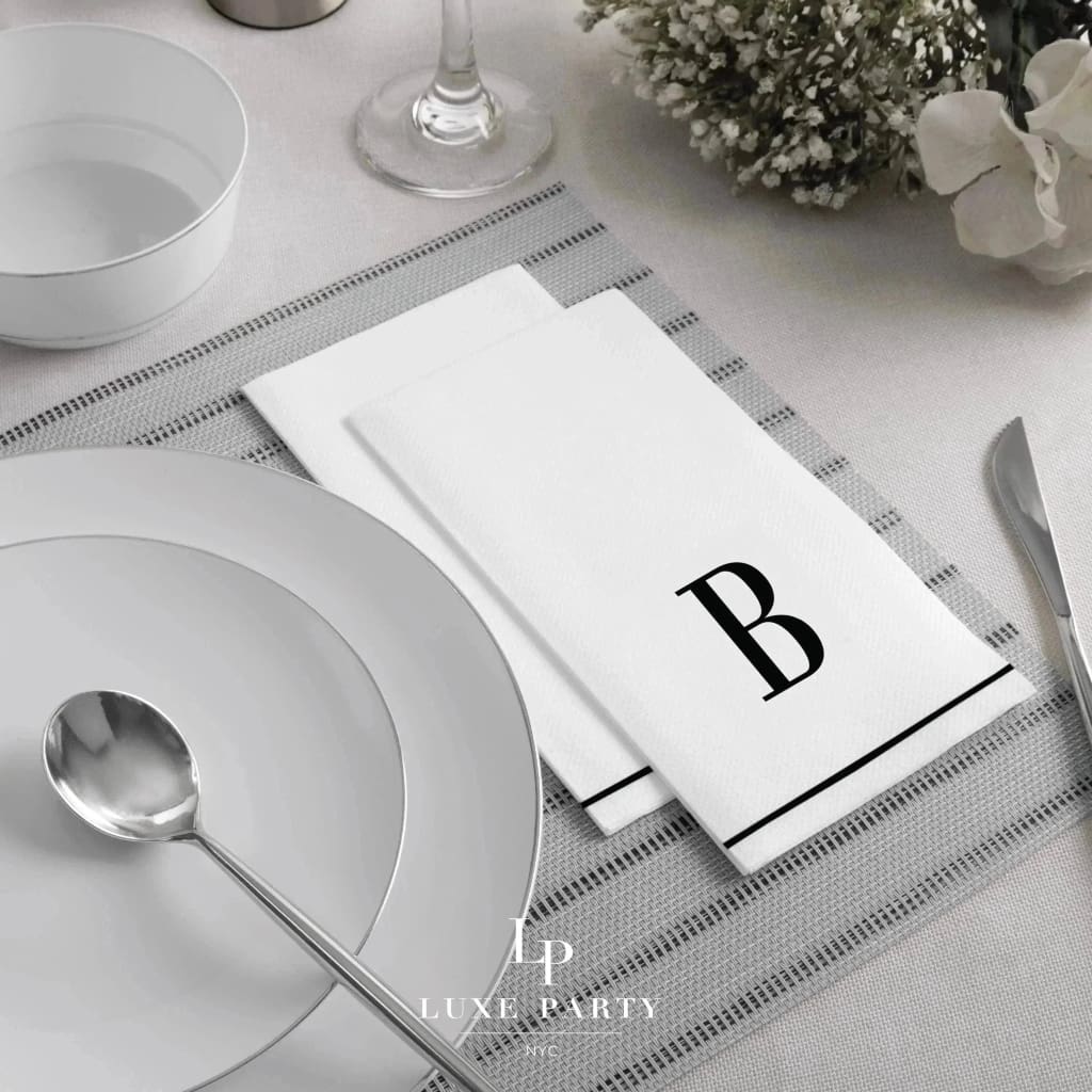 Black Letter B initial Dinner/ Guest Napkins 14 Ct