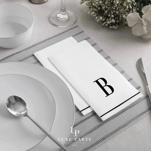 Black Letter B initial Dinner/ Guest Napkins 14 Ct