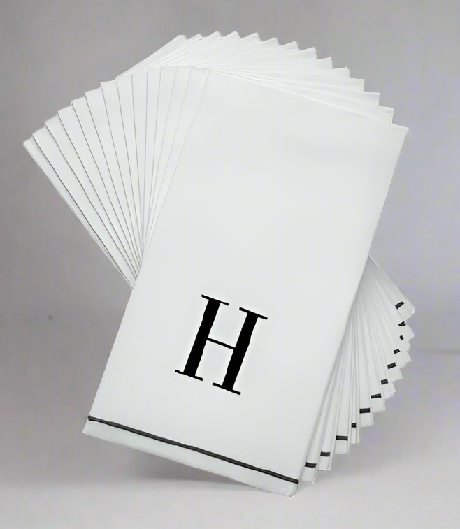 Black Letter H initial Dinner/ Guest Napkins 14 Ct