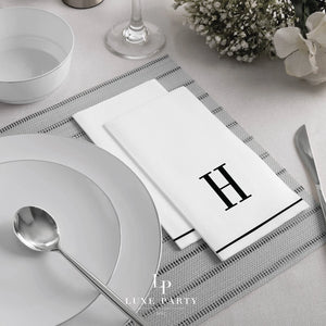 Black Letter H initial Dinner/ Guest Napkins 14 Ct