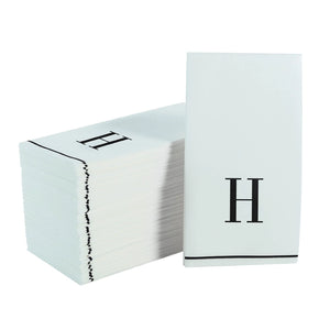Black Letter H initial Dinner/ Guest Napkins 14 Ct
