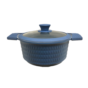3 Quart Ceramic Non-Stick Diamond Cut Stock Pot with Lid - Blue