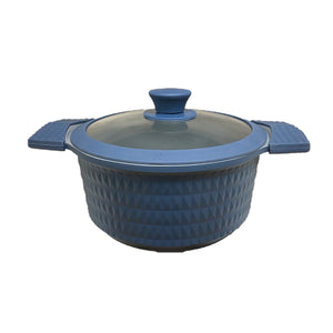 3 Quart Ceramic Non-Stick Diamond Cut Stock Pot with Lid - Blue